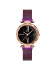 Panie na co dzień oglądać luksusowe fioletowy kobiety zegarki moda minimalistyczny gwiaździste niebo magnetyczne zegarek zegarek