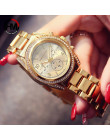 Drop Shipping różowe złoto Top luksusowe marki kobiety Rhinestone zegarki Montre Femme kalendarz wodoodporna moda sukienka zegar