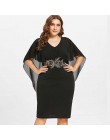 Wipalo kobiety mody Plus Size 5XL haft Capelet Semi Sheer V Neck sukienka na imprezę pół rękawy obcisła sukienka Vestidos duży r