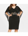 Wipalo kobiety mody Plus Size 5XL haft Capelet Semi Sheer V Neck sukienka na imprezę pół rękawy obcisła sukienka Vestidos duży r