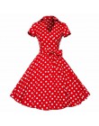 Joineles Plus rozmiar 4XL kobiety Retro sukienka 50 s 60 s Vintage Rockabilly Swing feminino vestidos V neck krótkie rękawy dot 