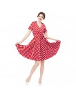 Joineles Plus rozmiar 4XL kobiety Retro sukienka 50 s 60 s Vintage Rockabilly Swing feminino vestidos V neck krótkie rękawy dot 