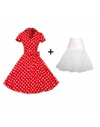 Joineles Plus rozmiar 4XL kobiety Retro sukienka 50 s 60 s Vintage Rockabilly Swing feminino vestidos V neck krótkie rękawy dot 