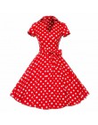 Joineles Plus rozmiar 4XL kobiety Retro sukienka 50 s 60 s Vintage Rockabilly Swing feminino vestidos V neck krótkie rękawy dot 