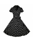 Joineles Plus rozmiar 4XL kobiety Retro sukienka 50 s 60 s Vintage Rockabilly Swing feminino vestidos V neck krótkie rękawy dot 