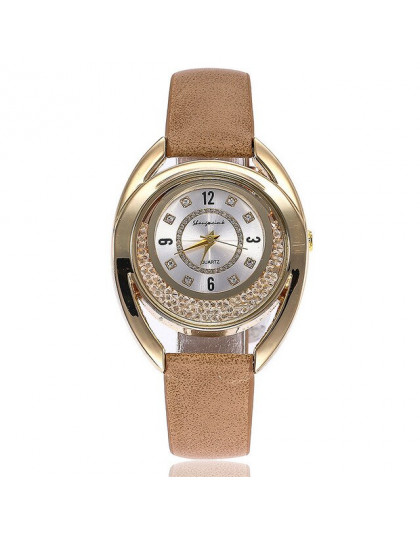 Zegarki damskie PU Leather analogowy zegarek kwarcowy  Rhinestone moda damska na co dzień zegarek Relogio Feminino reloj mujer 5