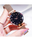 Luksusowe złota róża kobiety zegarki Starry Sky magnetyczne kobiet zegarek wodoodporny Rhinestone zegar relogio feminino montre 