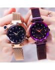 Luksusowe złota róża kobiety zegarki Starry Sky magnetyczne kobiet zegarek wodoodporny Rhinestone zegar relogio feminino montre 