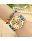 Vansvar w stylu Vintage kobiety rodzimych Handmade zegarek kwarcowy z dzianiny Dreamcatcher przyjaźń zegarek Relojes Mujer Drops