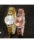 Damskie zegarki Top marka moda kobiety kryształ ze stali nierdzewnej analogowy zegarek kwarcowy  bransoletka montre femme prezen