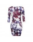 Kobiety lato w stylu Vintage sukienka z długim rękawem Floral wydrukowano panie sukienka Bodycon Casual elegancka Mini sukienka 