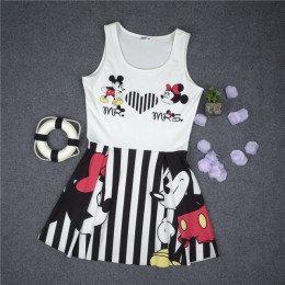 Modna sukienka zwiewna dziewczęca młodzieżowa damska myszka mickey minnie oryginalna na codzień na imprezę mini