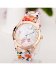 2018 Top Brand New luksusowe kobiety zegarek Reloj Rose Flower drukuj silikonowy zespół kwiatowy galaretki sukienka zegarki kwar