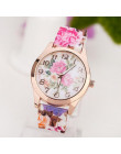 2018 Top Brand New luksusowe kobiety zegarek Reloj Rose Flower drukuj silikonowy zespół kwiatowy galaretki sukienka zegarki kwar