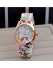 2018 Top Brand New luksusowe kobiety zegarek Reloj Rose Flower drukuj silikonowy zespół kwiatowy galaretki sukienka zegarki kwar