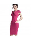 Nicea-na zawsze biuro kobiety w stylu Vintage, lato, stałe głębokie V szyi Zipper powrót formalne Stretch ołówek pracy Bodycon s