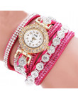 Kobiety analogowy zegarek kwarcowy Rhinestone bransoletki z zegarkiem moda na co dzień relogio feminino montre femme zegarek dam