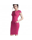 Nicea-na zawsze biuro kobiety w stylu Vintage, lato, stałe głębokie V szyi Zipper powrót formalne Stretch ołówek pracy Bodycon s