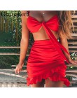 Glamaker wzburzyć halter plisowana kobiety sukienka Sexy v nerk party plaża sukienka lato muszka bodycon mini sukienka damska su