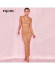 FQLWL Sexy Mesh Kobiety Sukienka Lato 2018 Bez Ramiączek Backless Zipper Podział Draped sukienka w dużym rozmiarze Club Party Wr