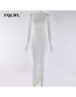 FQLWL Sexy Mesh Kobiety Sukienka Lato 2018 Bez Ramiączek Backless Zipper Podział Draped sukienka w dużym rozmiarze Club Party Wr