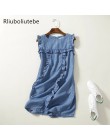 Wysoka talia bez rękawów mini miękkie dżinsy sukienka z frędzlami kobiety ruffles na co dzień lato sundress krótki denim sukienk