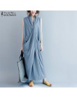 Ponadgabarytowych sukienka ZANZEA kobiety długa sukienka damska Party Vestidos bez rękawów głębokie V Neck długi Maxi Sundress 2