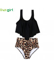 Liva dziewczyna kobiety Leopard Bikini brazylijski potargane wysokiej zwężone stroje kąpielowe Sexy Floral wydrukowano kontrola 