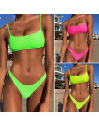 Peachtan prążkowane neon bikini 2019 micro kąpiących się Bandeau push up strój kąpielowy kobiet strój kąpielowy kobiety wysoka c