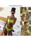 Peachtan prążkowane neon bikini 2019 micro kąpiących się Bandeau push up strój kąpielowy kobiet strój kąpielowy kobiety wysoka c