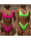 Peachtan prążkowane neon bikini 2019 micro kąpiących się Bandeau push up strój kąpielowy kobiet strój kąpielowy kobiety wysoka c