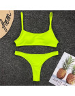 Peachtan prążkowane neon bikini 2019 micro kąpiących się Bandeau push up strój kąpielowy kobiet strój kąpielowy kobiety wysoka c