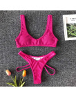 Peachtan prążkowane neon bikini 2019 micro kąpiących się Bandeau push up strój kąpielowy kobiet strój kąpielowy kobiety wysoka c