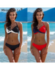 Minimalizm Le stałe Patchwork bikini Sexy Push Up stroje kąpielowe kobiet Plus Size strój kąpielowy stanik strój kąpielowy kobie