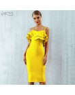 Adyce kobiety Bodycon lato bandaża sukni 2019 czerwony Spaghetti pasek bez ramiączek Vestidos Ruffles Midi suknie wieczorowe w s