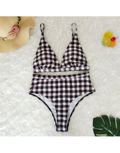 Ariel Sarah wysokiej talii Bikini kobiety strój kąpielowy garnitur kratę zestaw Bikini monokini na plażę Maillot De Bain Femme