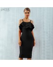 Adyce kobiety Bodycon lato bandaża sukni 2019 czerwony Spaghetti pasek bez ramiączek Vestidos Ruffles Midi suknie wieczorowe w s