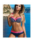 Minimalizm Le 2019 Sexy kobiety Bikini Set Plus rozmiar strój kąpielowy Push Up strój kąpielowy stałe Bikini kropka bandaż kosti