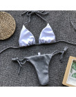 Sexy Micro błyszczące Bikini 2019 Bling strój kąpielowy kobiety Bandeau stroje kąpielowe kobiet Bikini dwuczęściowe zestaw brazy