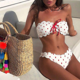 Bikini 2019 Sexy kobiety punkt fali push-up biustonosz usztywniany push-up Bikini na plażę zestaw strój kąpielowy stroje kąpielo