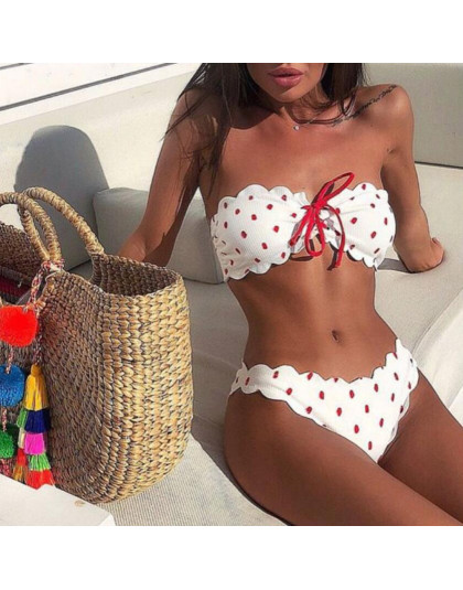 Bikini 2019 Sexy kobiety punkt fali push-up biustonosz usztywniany push-up Bikini na plażę zestaw strój kąpielowy stroje kąpielo