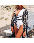 Tassel Leopard chiffon beach cover-ups Tunics for beach kaftan Bikini cover up robe de plage Sarong beach swimsuit cover up 2019