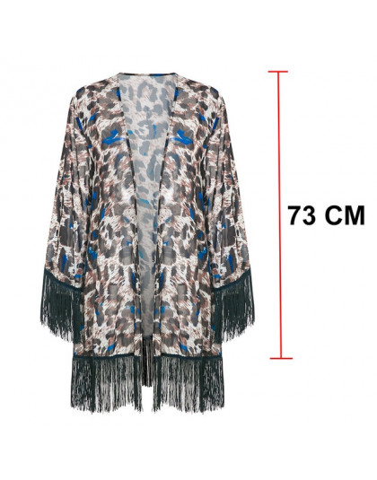 Tassel Leopard chiffon beach cover-ups Tunics for beach kaftan Bikini cover up robe de plage Sarong beach swimsuit cover up 2019