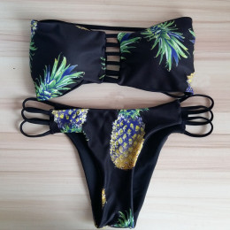 Sexy Bikini strój kąpielowy dla kobiet strój kąpielowy 2019 stroje kąpielowe kobiety Bikini Set Sexy biustonosz ananas strój kąp