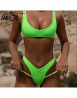 W X Neon zielony bikini 2019 mujer wysokiej cut strój kąpielowy kobiet sportowe stroje kąpielowe kobiety żebrowane strój kąpielo