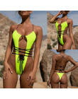 W X Neon zielony bikini 2019 mujer wysokiej cut strój kąpielowy kobiet sportowe stroje kąpielowe kobiety żebrowane strój kąpielo