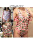 W X Sexy one piece strój kąpielowy z kwiaty węzeł bikini 2019 mujer Backless stroje kąpielowe kobiety monokini w stylu Vintage b