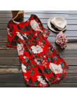 2018 moda kobiety Lady kwiatowy Print Mini sukienka z wysokim stanem O Neck lato koszula z krótkim rękawem sukienka Plus rozmiar