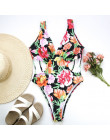 W X Sexy one piece strój kąpielowy z kwiaty węzeł bikini 2019 mujer Backless stroje kąpielowe kobiety monokini w stylu Vintage b