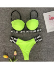 W X Neon bikini 2019 Sexy sportowe stroje kąpielowe kobiety Push up bikini zestaw list strój kąpielowy bandaż strój kąpielowy na